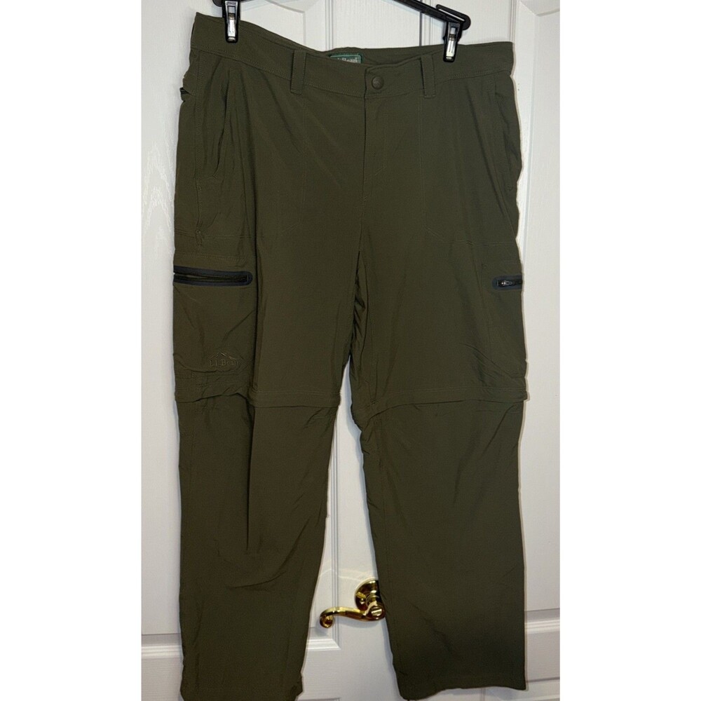 Vintage LL Bean Nylon Convertible Cargo Pants Mens 36x30 Green Hiking Outdoor